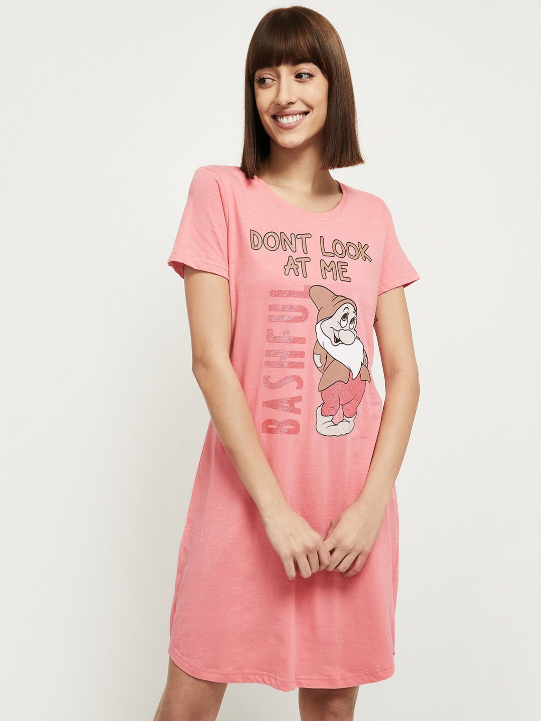 

max Women Pink Printed Nightdress