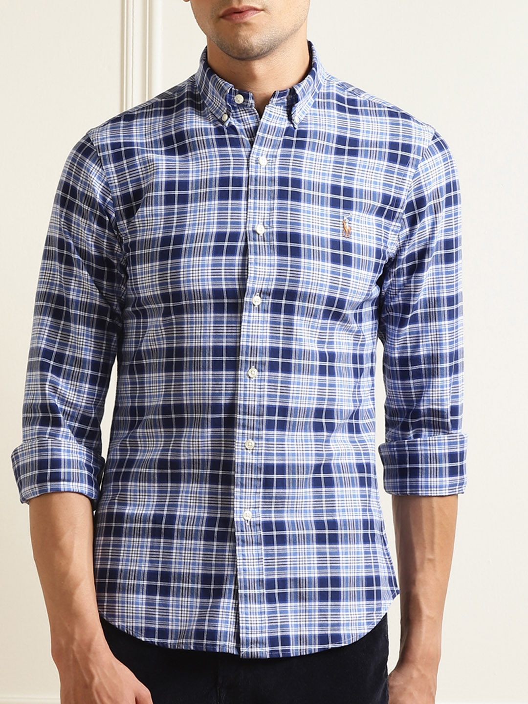 

Polo Ralph Lauren Men Navy Blue Tartan Checked Casual Shirt