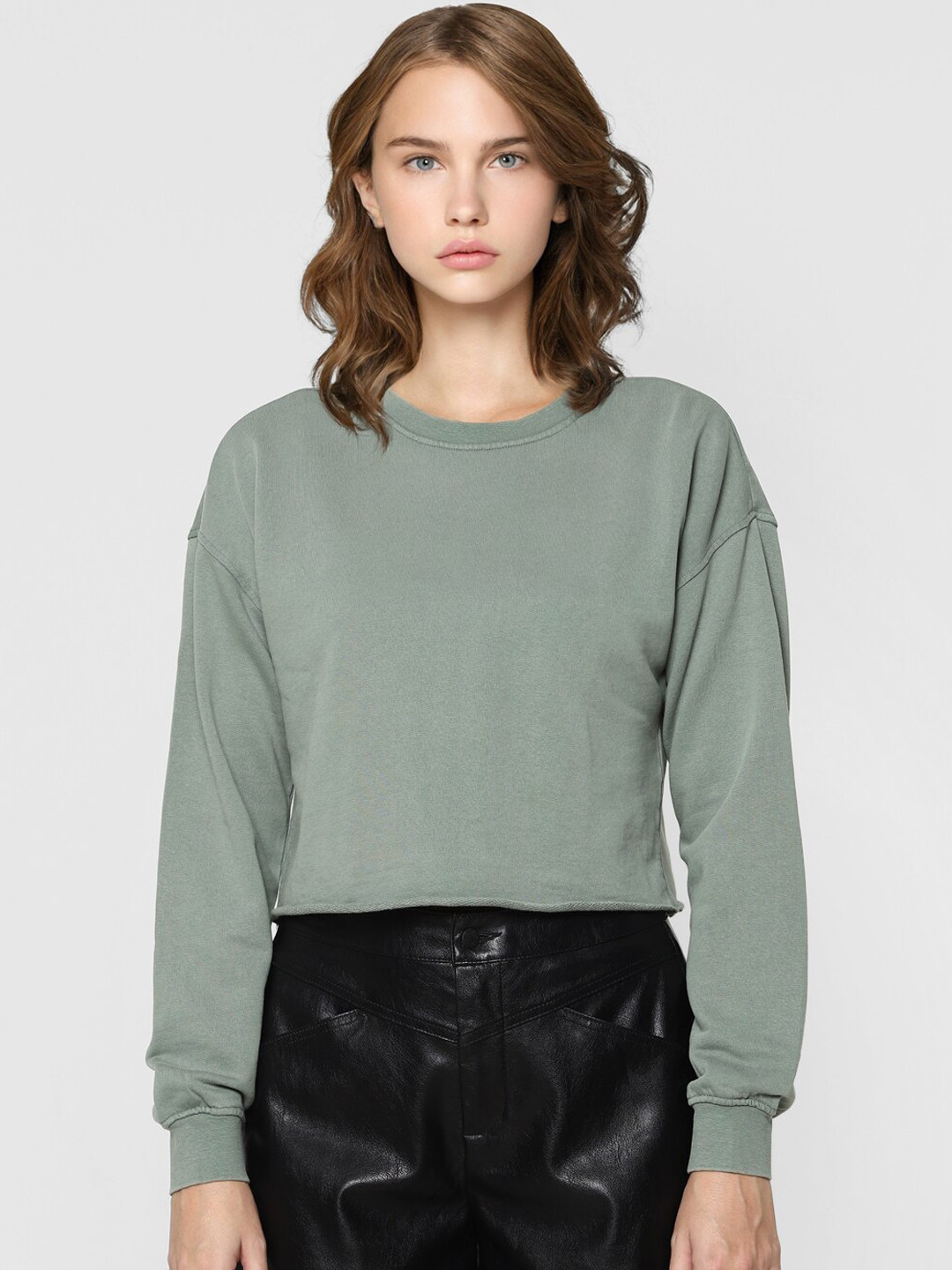 

ONLY Women Green Cotton Sweatshirt