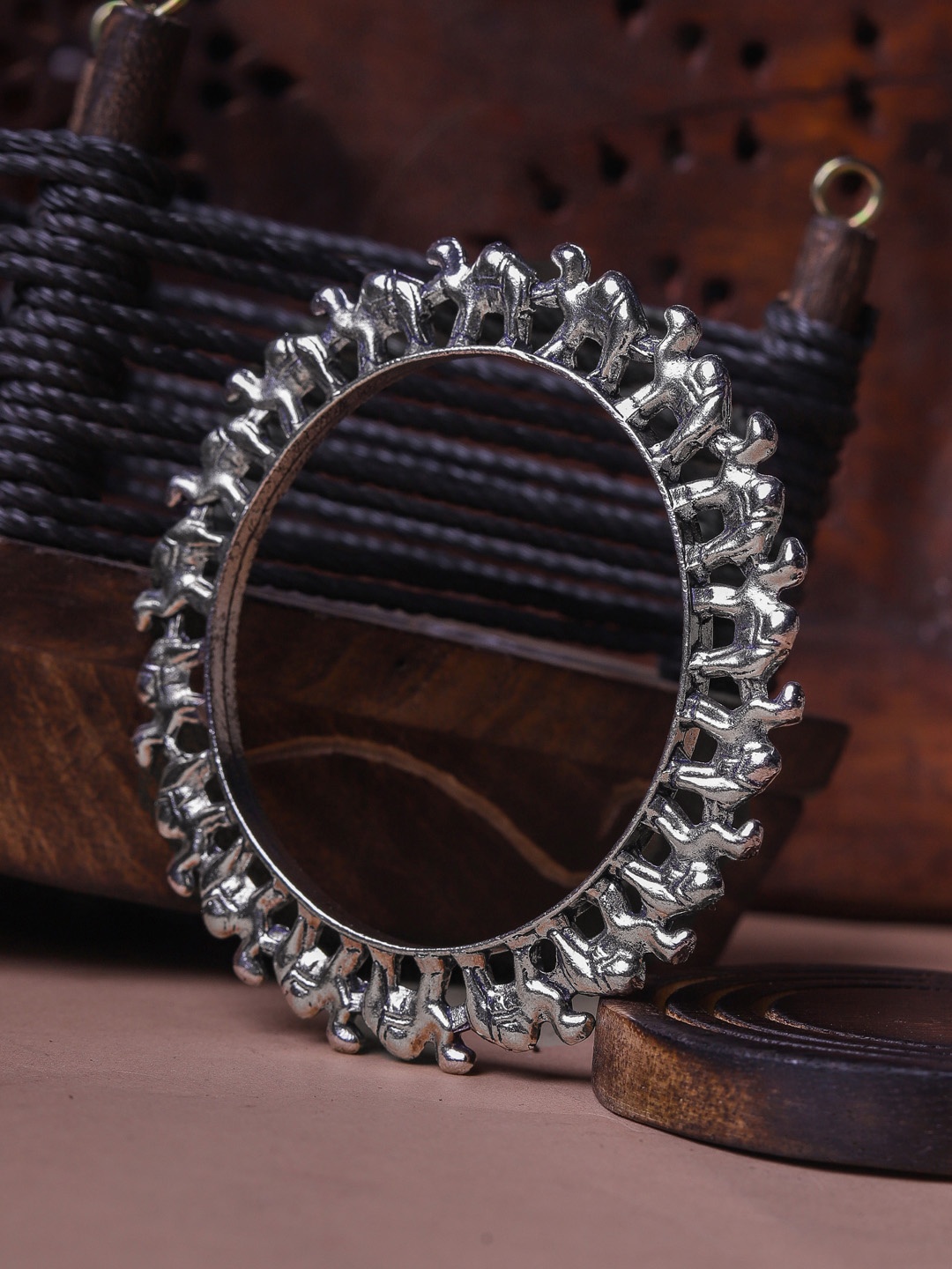 

DIVA WALK Women 2 Silver-Toned Handcrafted Silver-Plated Bangle-Style Bracelet