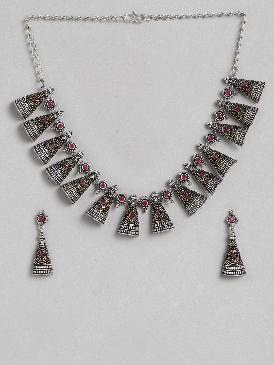 

DIVA WALK Women Pink Silver-Plated Handcrafted Necklace and Earrings Set