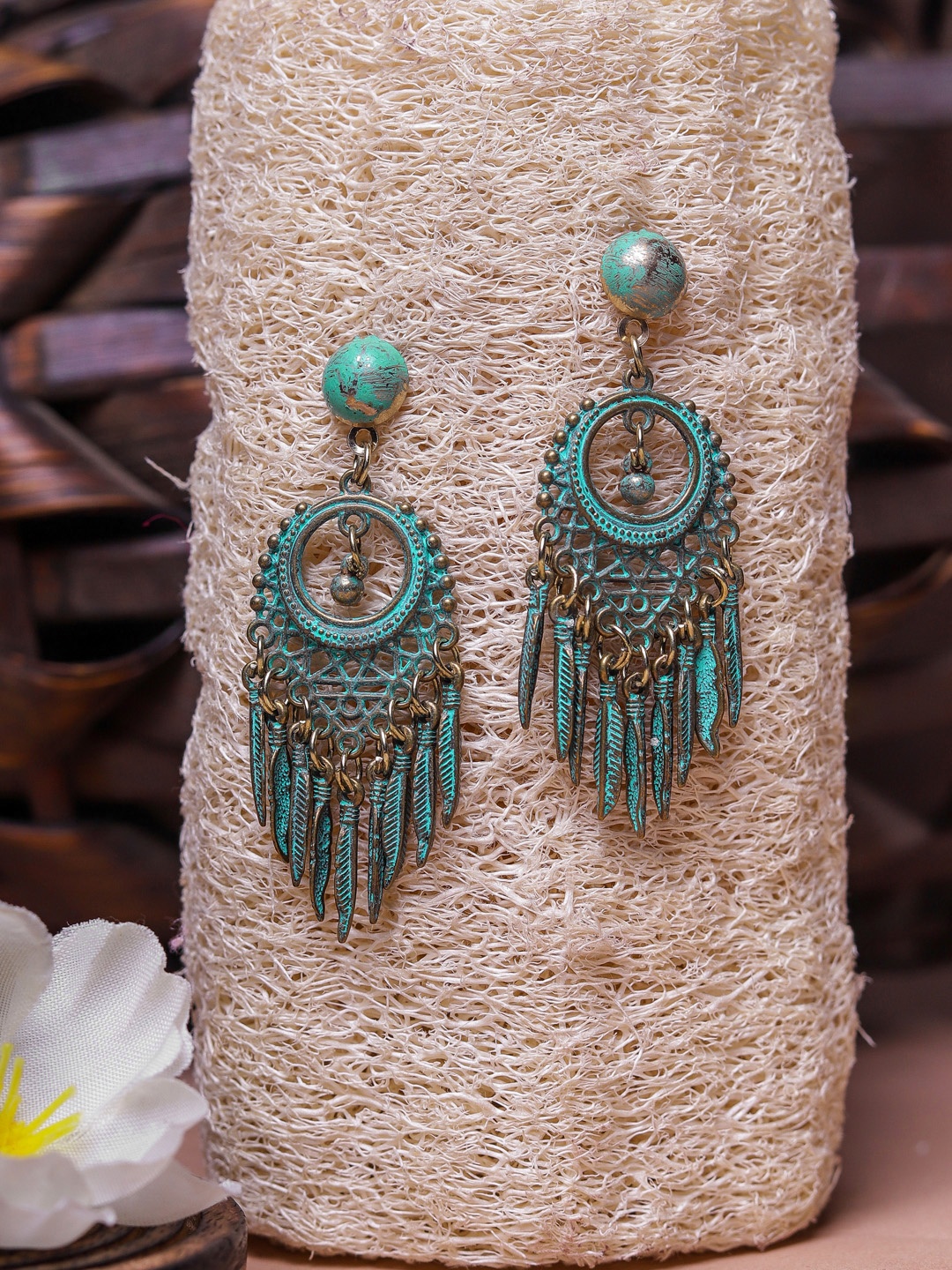 

DIVA WALK Gold-Toned & Blue Contemporary Drop Earrings