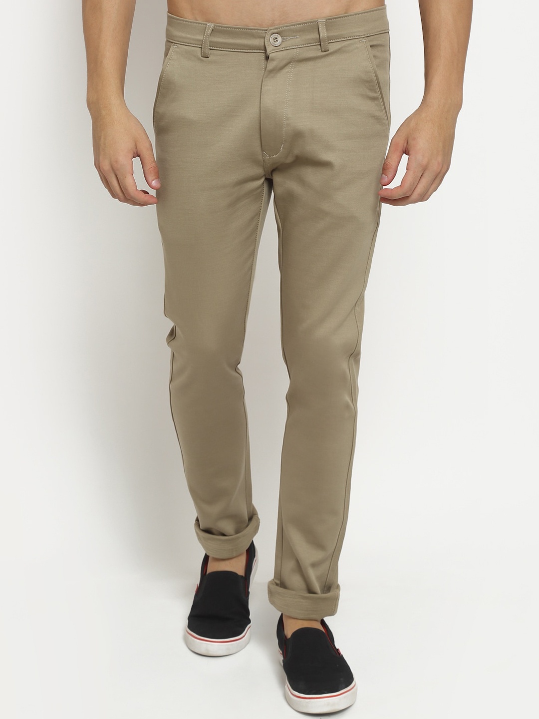 

Rodamo Men Beige Slim Fit Chinos Trousers