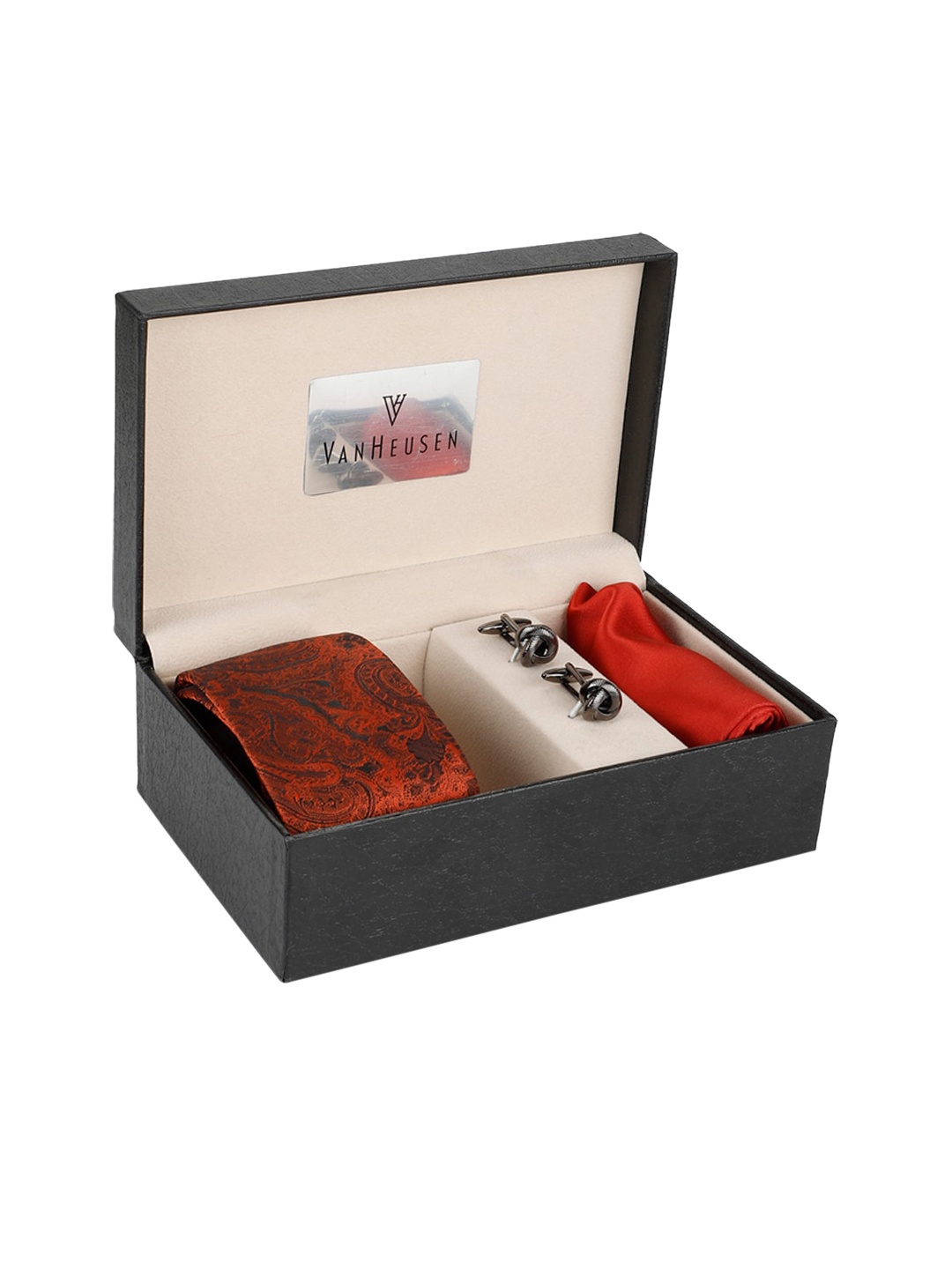 

Van Heusen Men Rust & Black Printed Accessory Gift Set