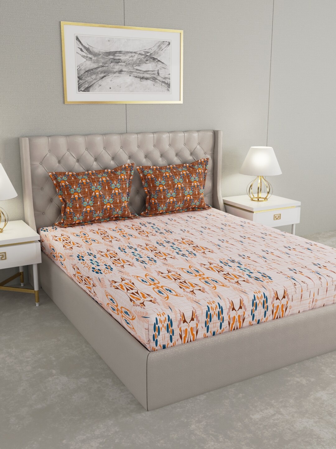 

Raymond Home Peach Double Bedsheet With 2 Pillow Covers 140 TC Cotton