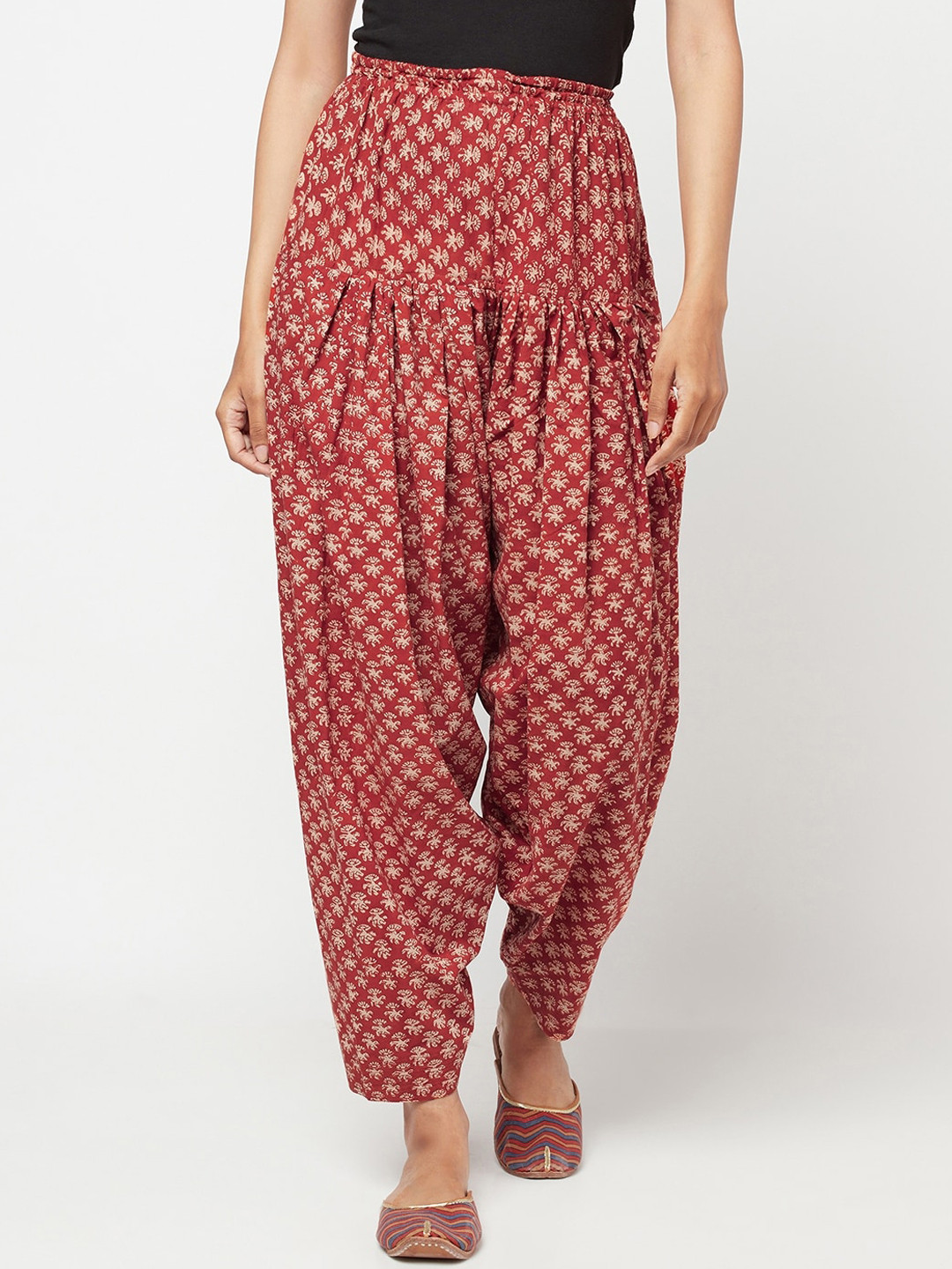 

Fabindia Women Red & Beige Printed Cotton Salwar
