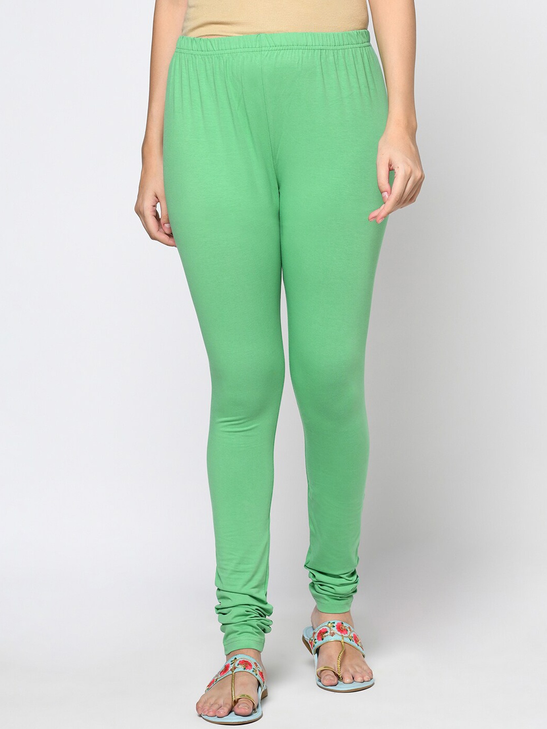

Fabindia Women Green Solid Churidar
