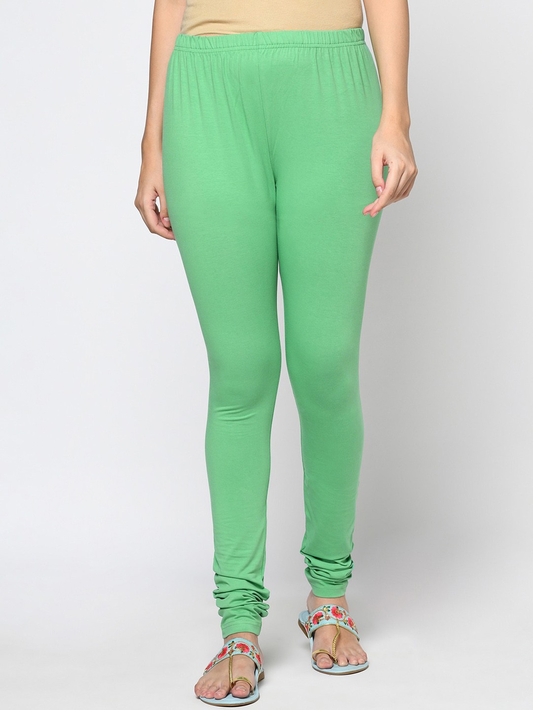 

Fabindia Women Green Solid Cotton Churidar
