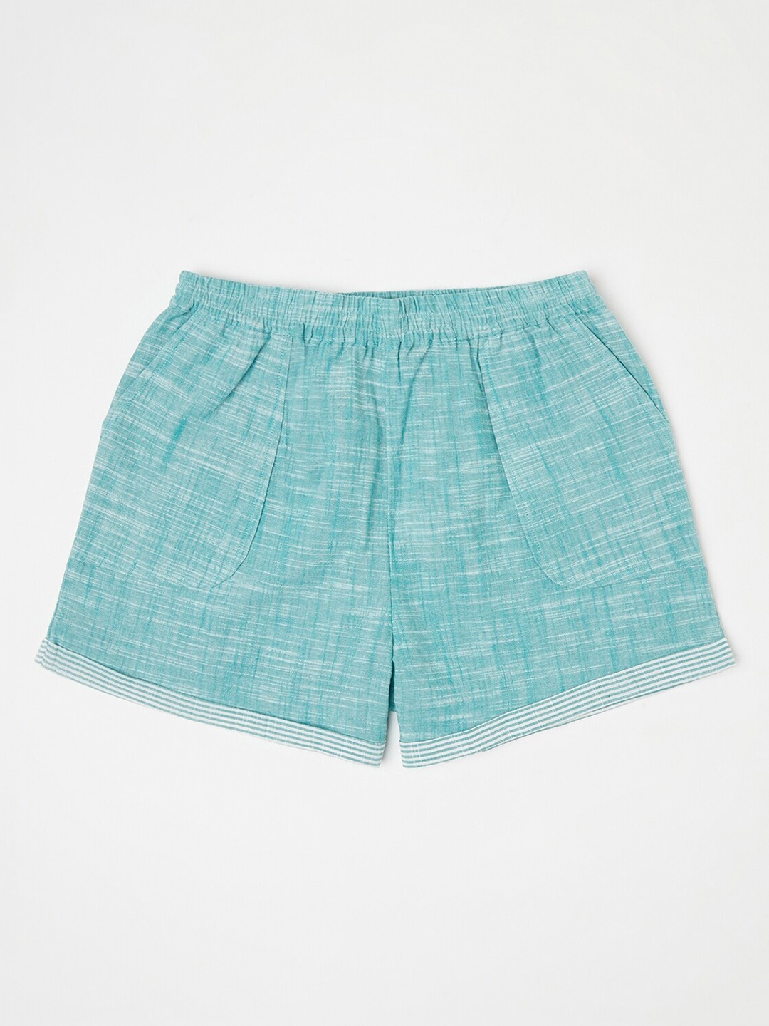 

Fabindia Women Green Printed Pure Cotton Regular Shorts
