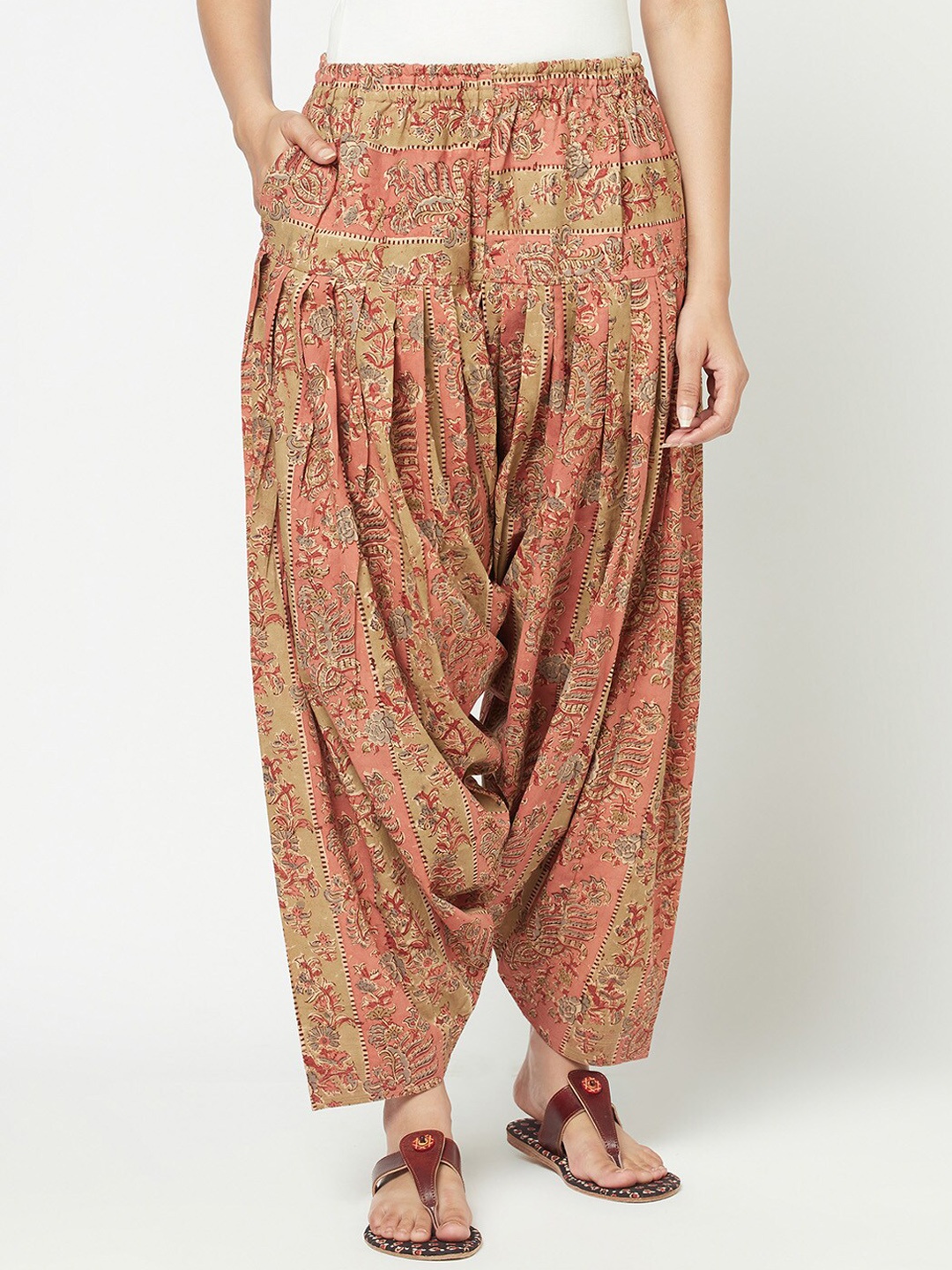 

Fabindia FabBasic Pink & Yellow Printed Cotton Patiala, Multi