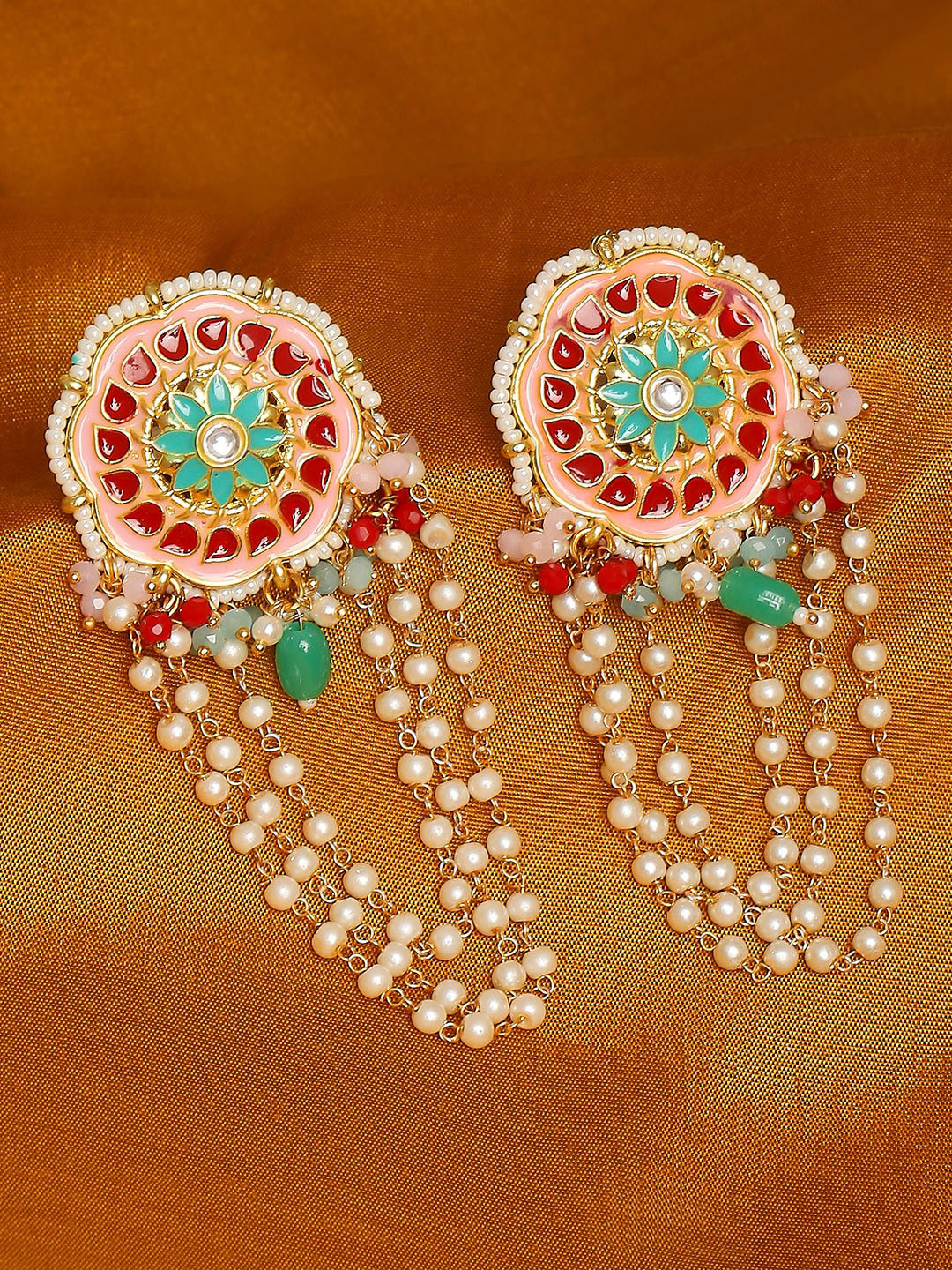 

OOMPH Pink Floral Chandbalis Earrings