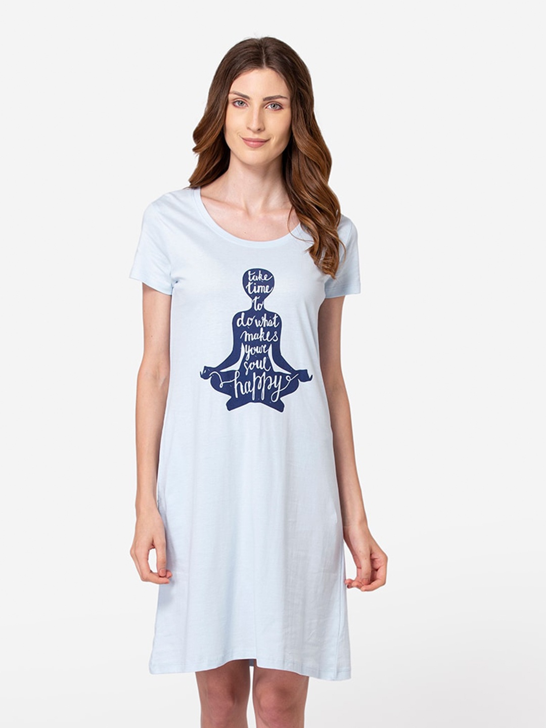 

Lounge Dreams Blue Printed T-Shirt Nightdress