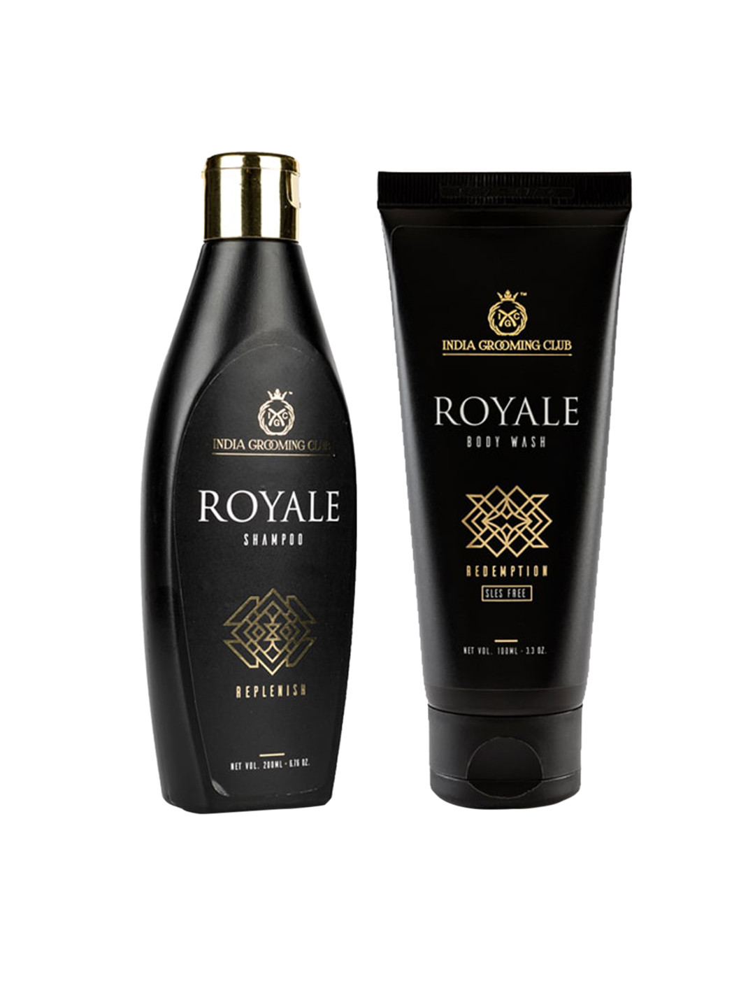 

India Grooming Club Set of 2 Bath & Body Kit for Skin & Hair - Shampoo & Body Wash, Black