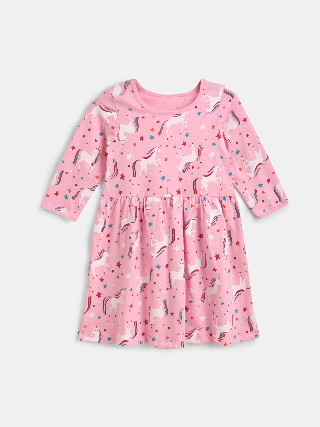 

YK Girls Pink Printed A-Line Dress