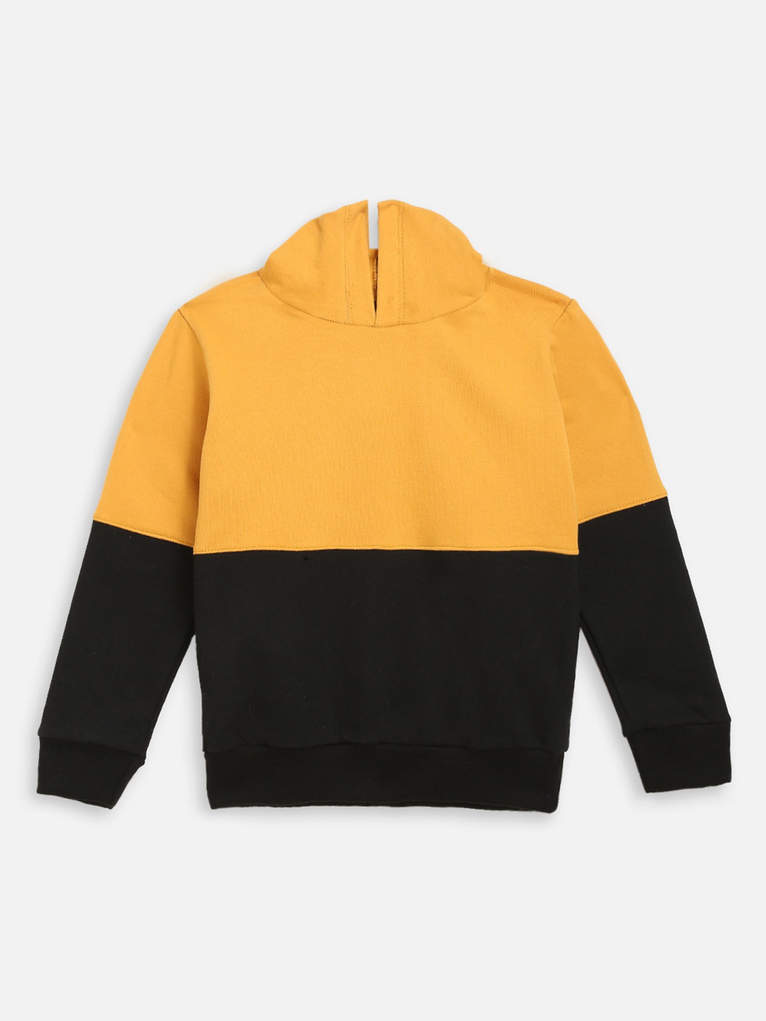 

YK Boys Yellow & Black Colourblocked Hooded Sweatshirt
