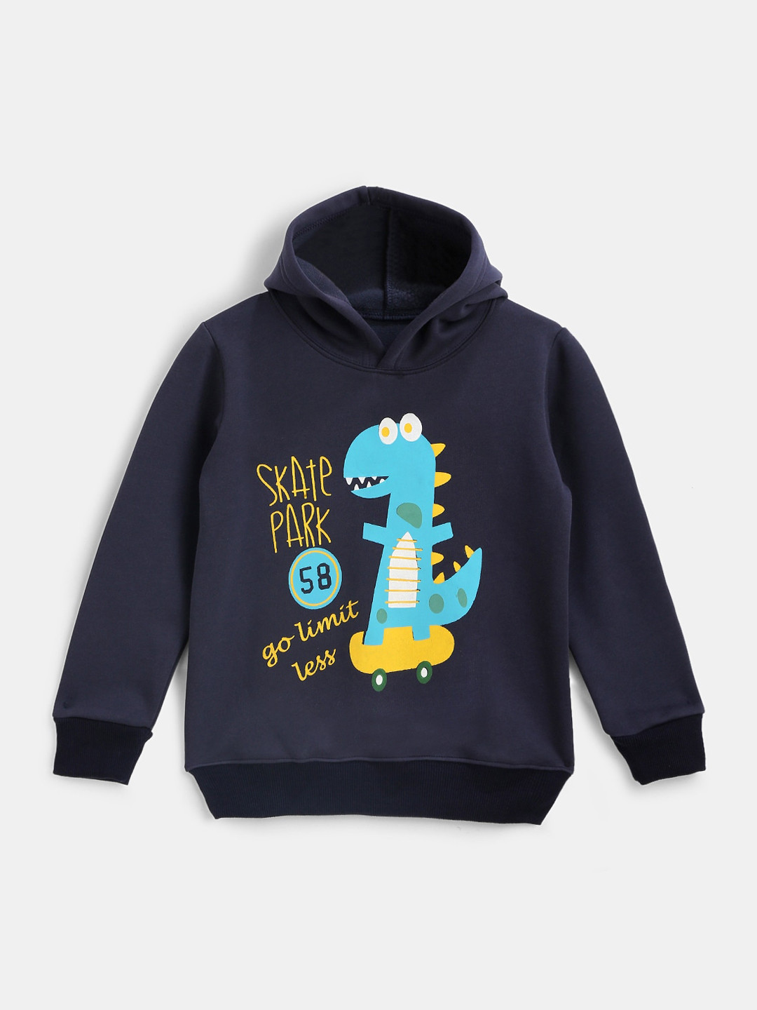 

YK Boys Navy Blue Printed Hooded Sweatshirt