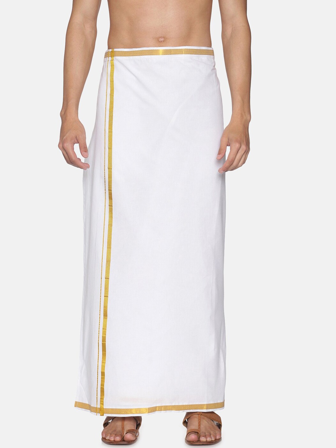 

Sethukrishna Men White Solid Readymade Cotton Dhoti