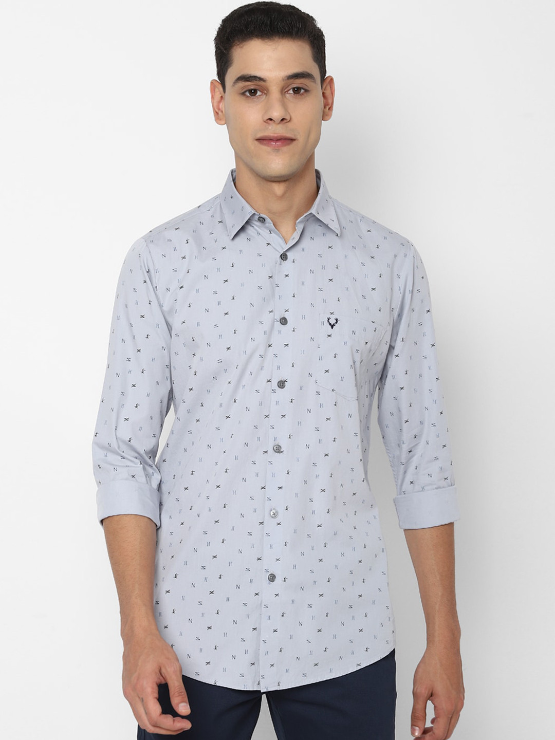 

Allen Solly Men Grey Slim Fit Opaque Printed Casual Shirt