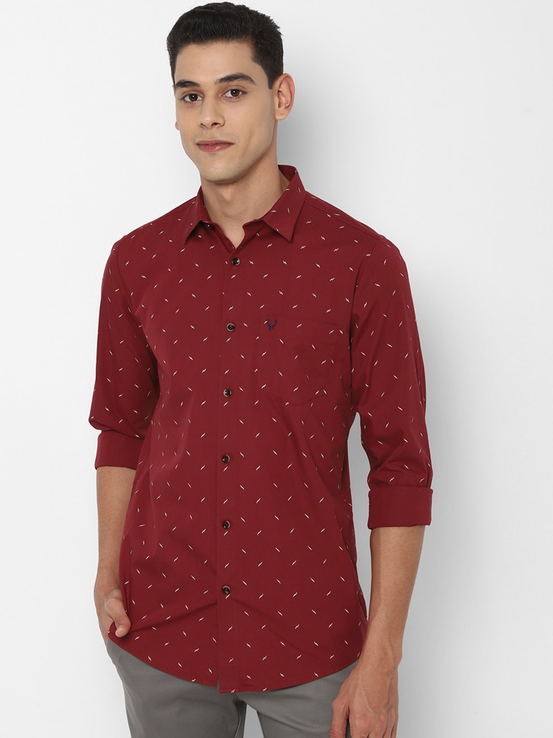 

Allen Solly Men Maroon Slim Fit Opaque Printed Casual Shirt