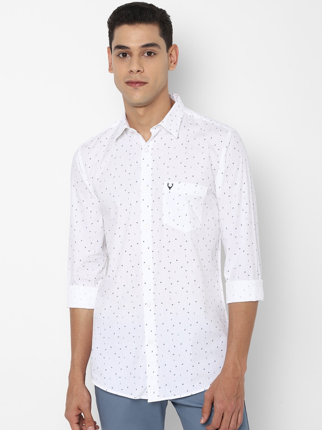 

Allen Solly Men White Slim Fit Opaque Printed Pure Cotton Casual Shirt