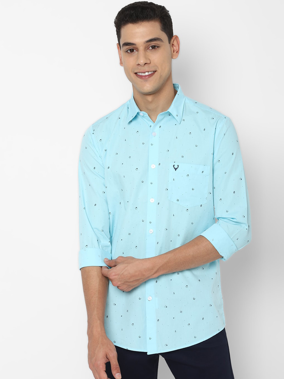 

Allen Solly Men Blue Slim Fit Opaque Printed Casual Shirt