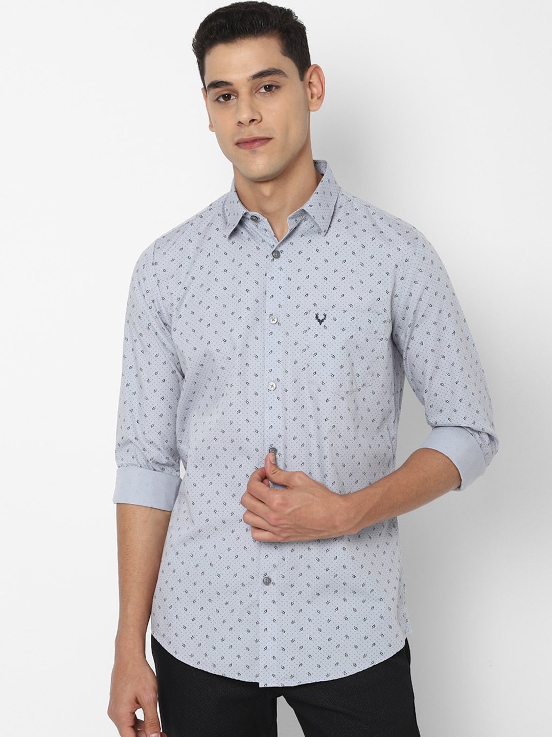 

Allen Solly Men Grey Slim Fit Opaque Printed Casual Shirt
