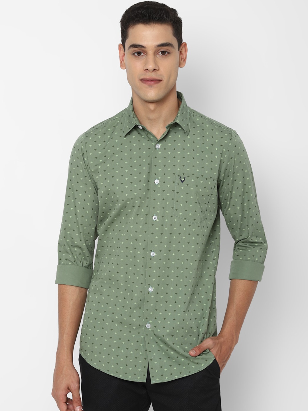 

Allen Solly Men Green Slim Fit Opaque Printed Casual Shirt