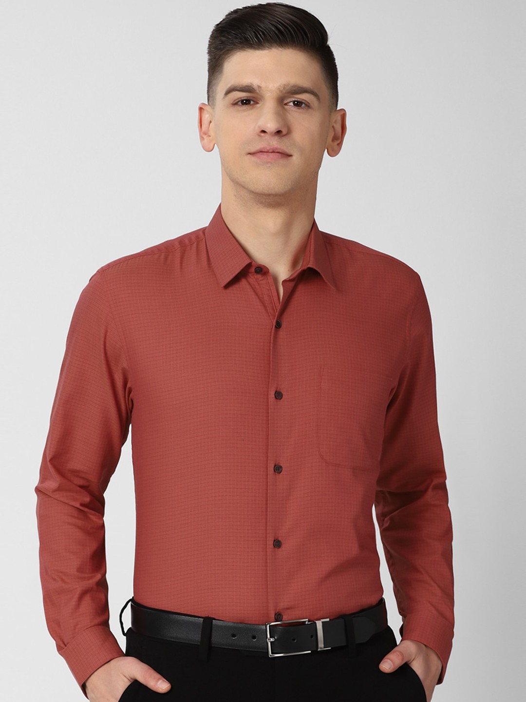 

Peter England Men Red Opaque Formal Shirt
