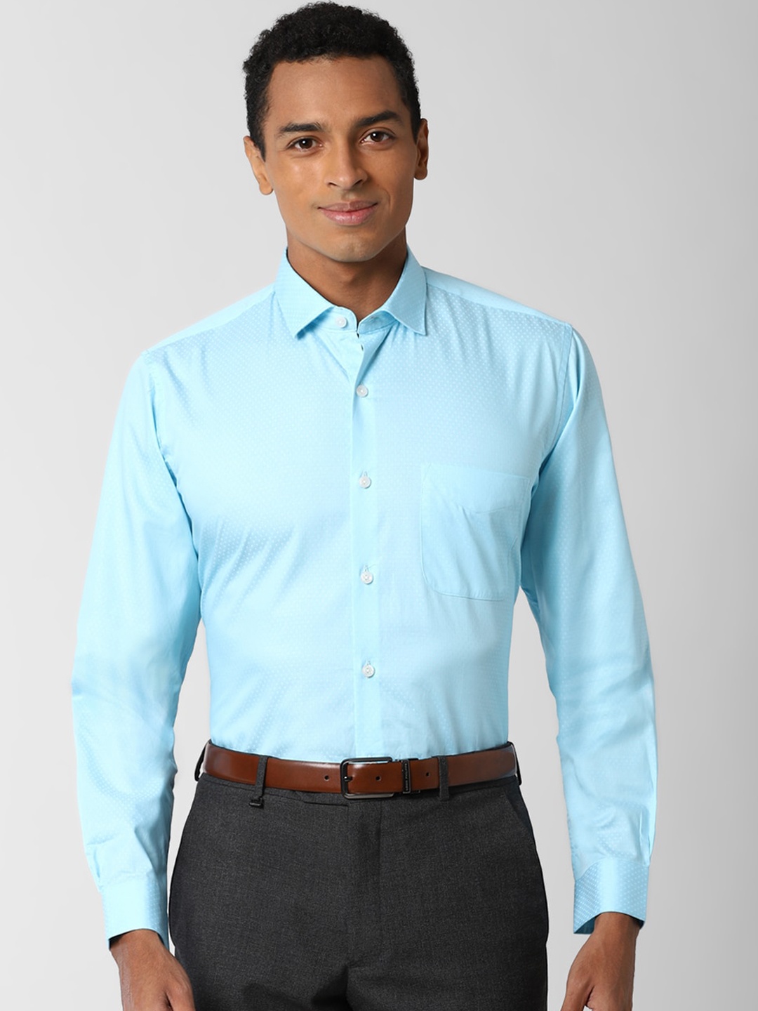 

Peter England Elite Men Blue Opaque Formal Shirt