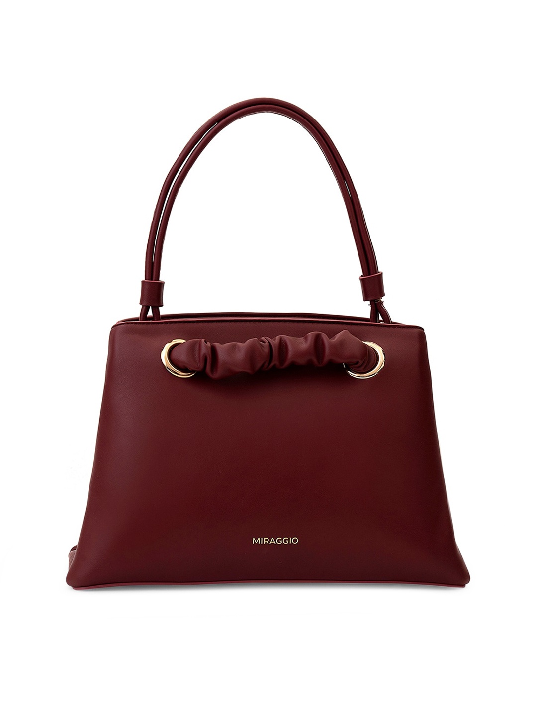 

MIRAGGIO Burgundy Structured Satchel with Bow Detail