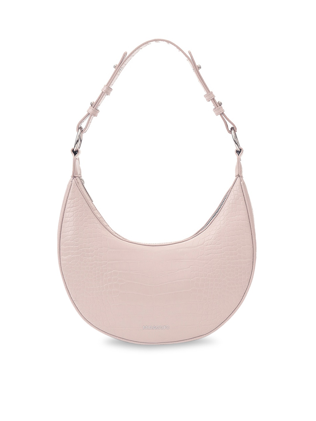 

MIRAGGIO Pink Half Moon Hobo Bag