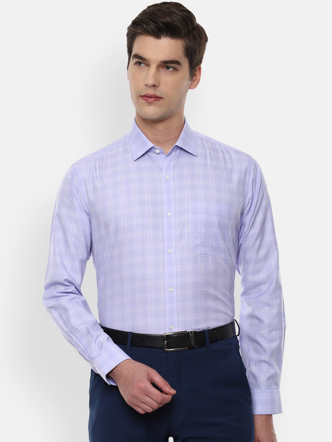 

Van Heusen Men Purple Opaque Checked Formal Shirt