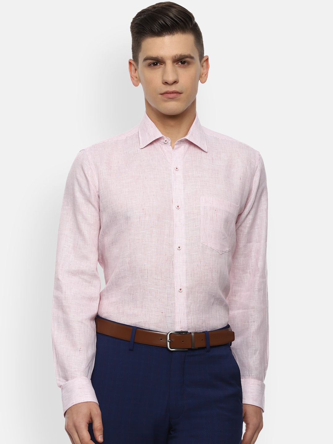 

Van Heusen Men Pink Self Design Regular Fit Formal Shirt