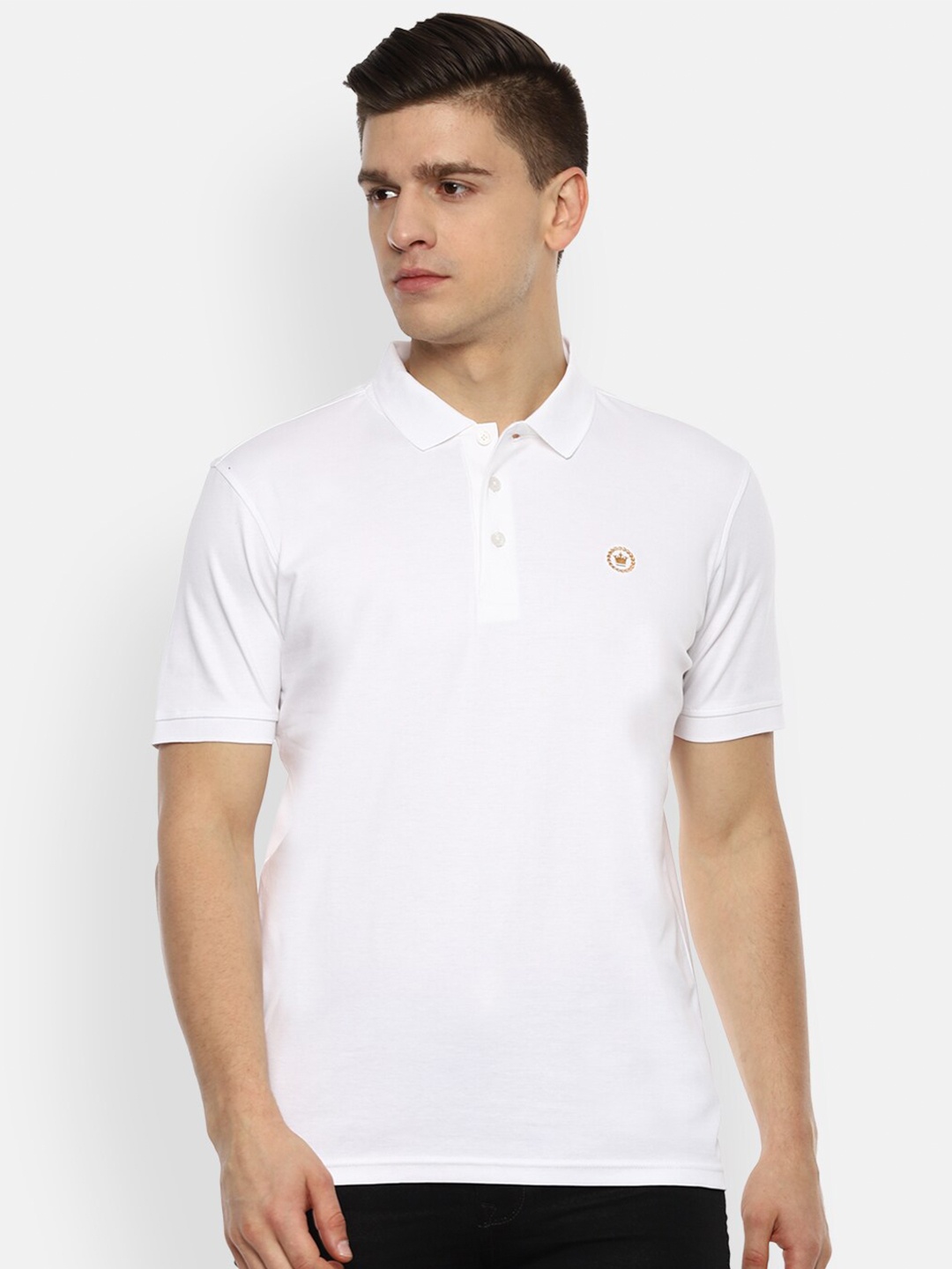 

Louis Philippe Men White Polo Collar Cotton T-shirt