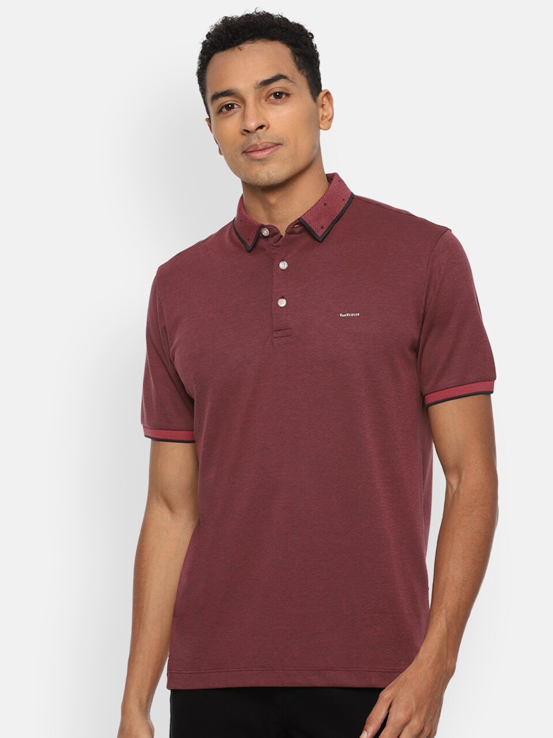 

Van Heusen Men Maroon Polo Collar T-shirt