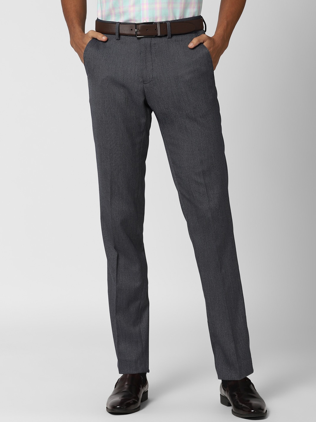 

Peter England Elite Men Grey Slim Fit Formal Trousers