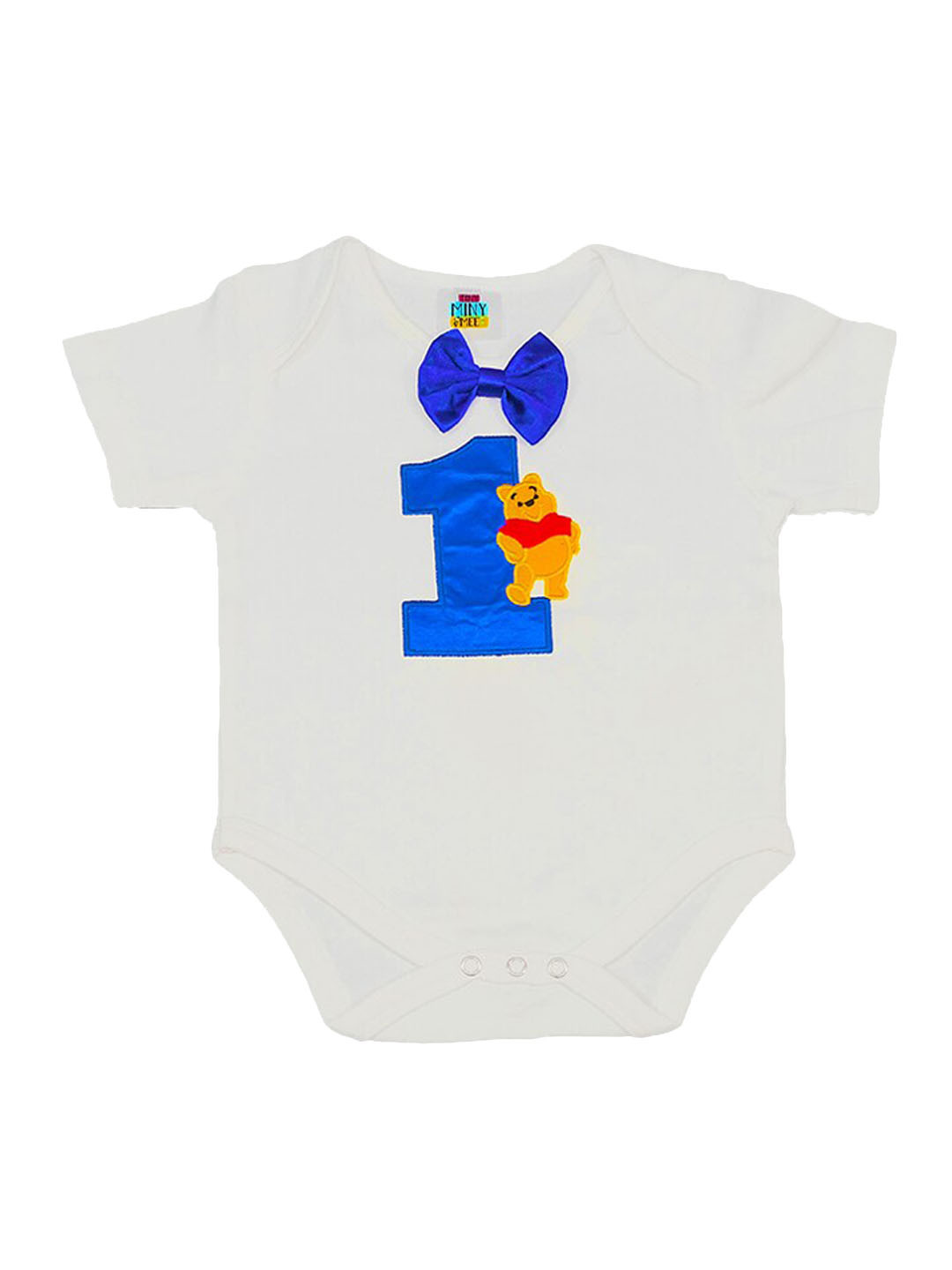 

TINY MINY ME Infant Boys White & Blue Printed Bodysuit With Bow Detail