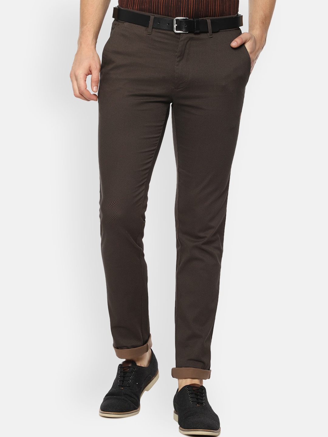 

V Dot Men Brown Slim Fit Casual Trousers