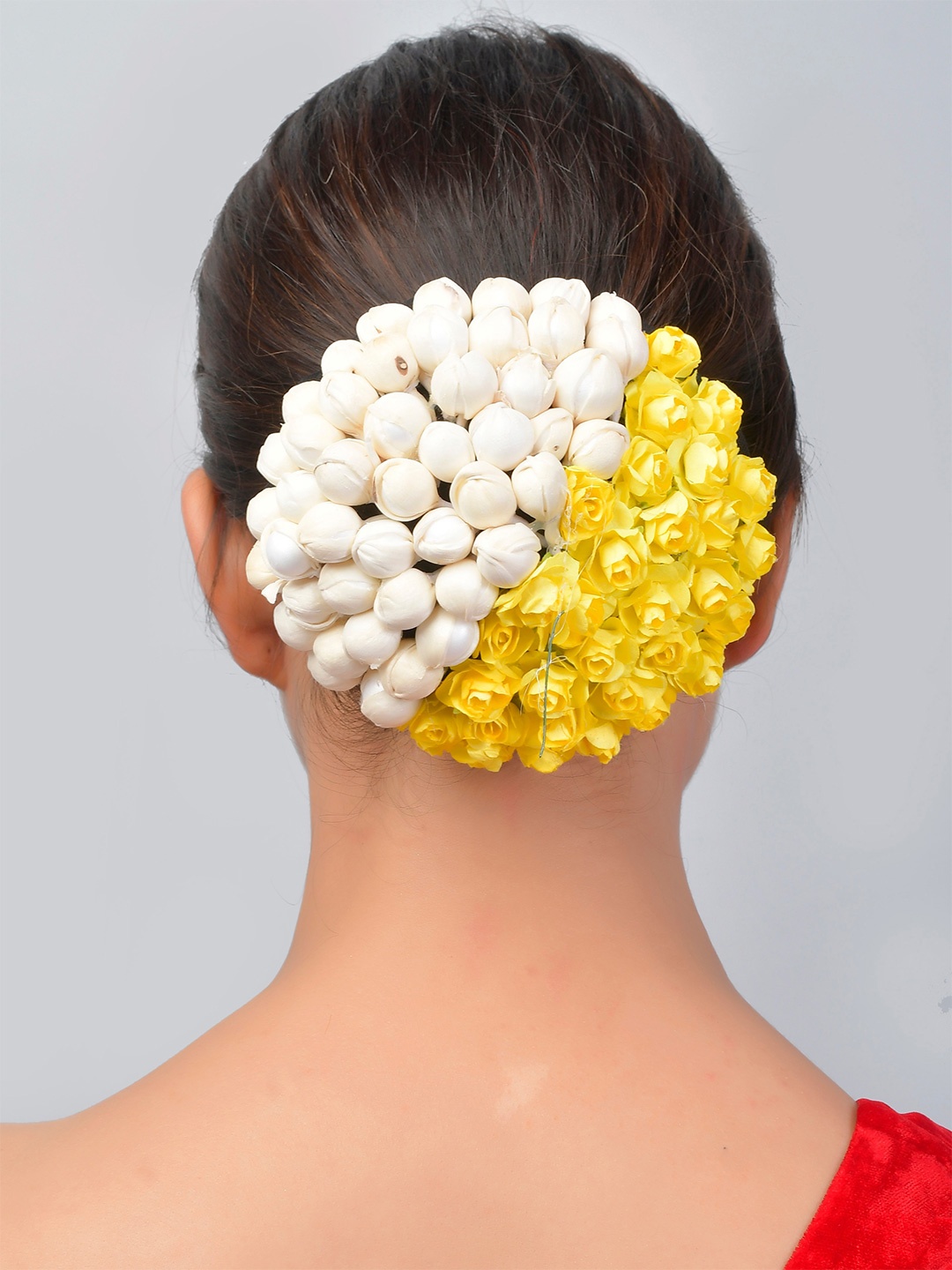 

Silvermerc Designs Women Yellow & White Flower Hair Bun cover