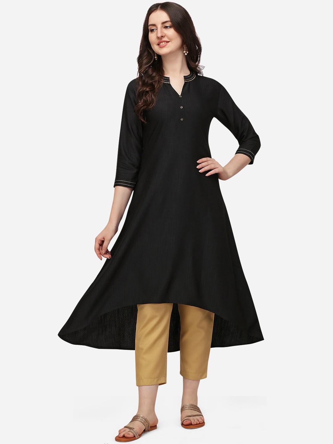 

SAADHVI Women Black Regular Pure Cotton Kurta with Trousers