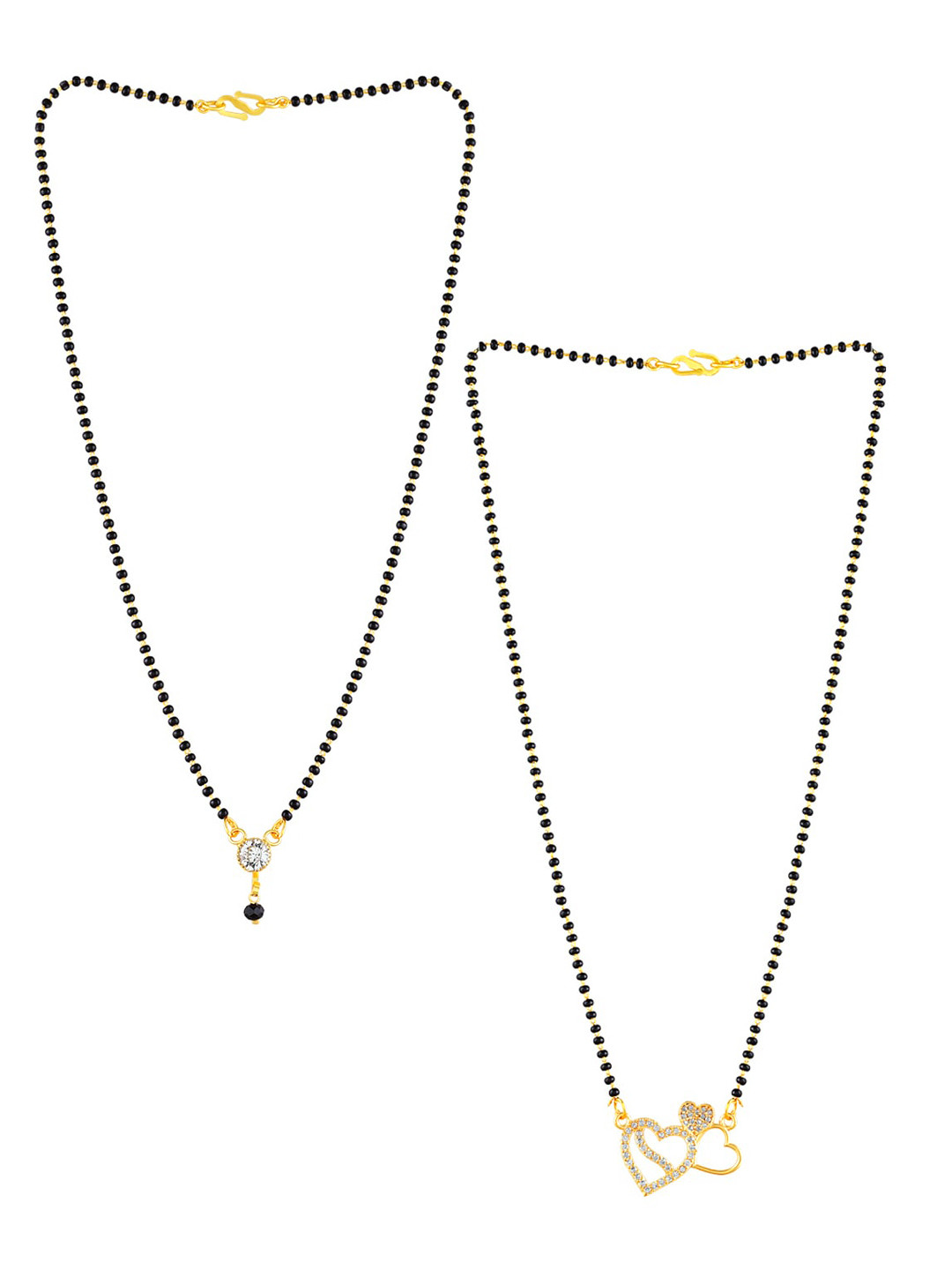 

Brandsoon Set Of 2 Gold-Plated & Black Beaded Mangalsutra