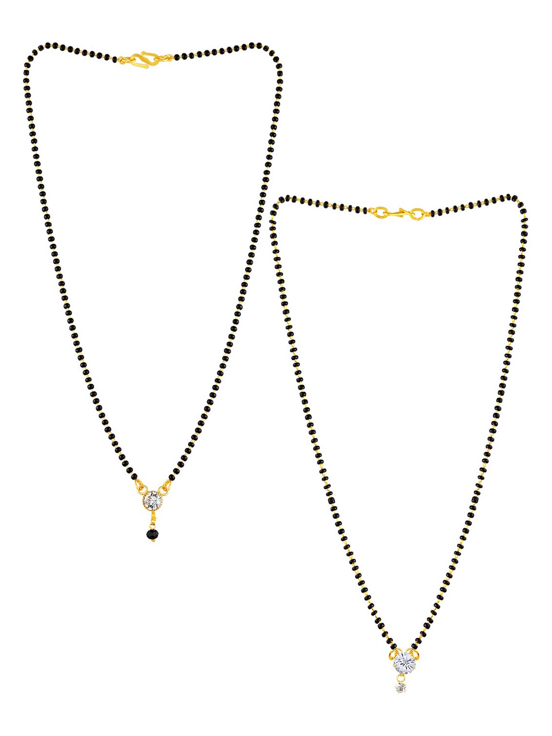 Brandsoon Set Of 2 Gold-Plated Black Beaded Mangaulsutras