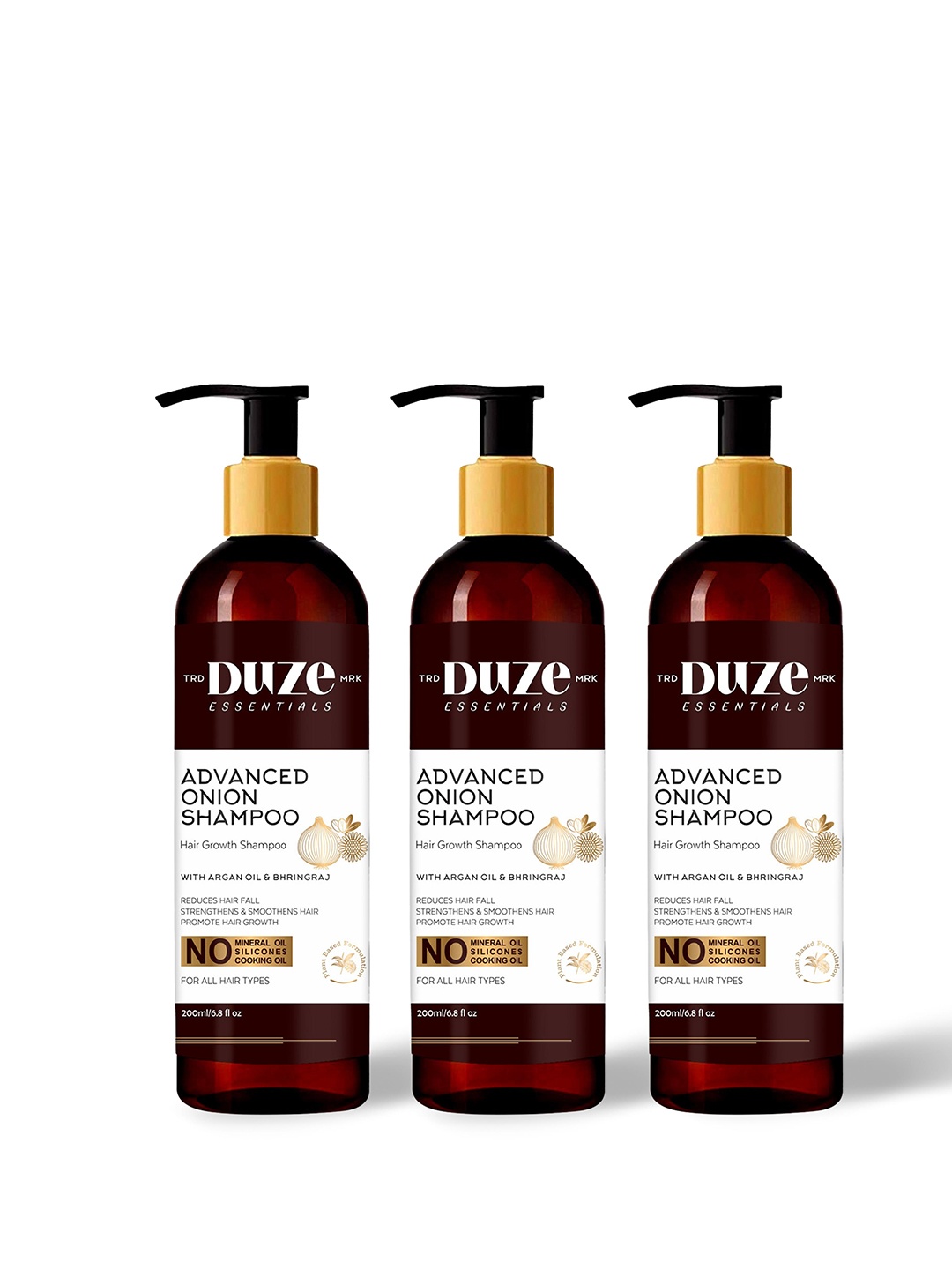 

Duze Pack Of 3 Unisex Onion Shampoo For Hair Growth & Hair Fall Control Anti Dandruff, Peach