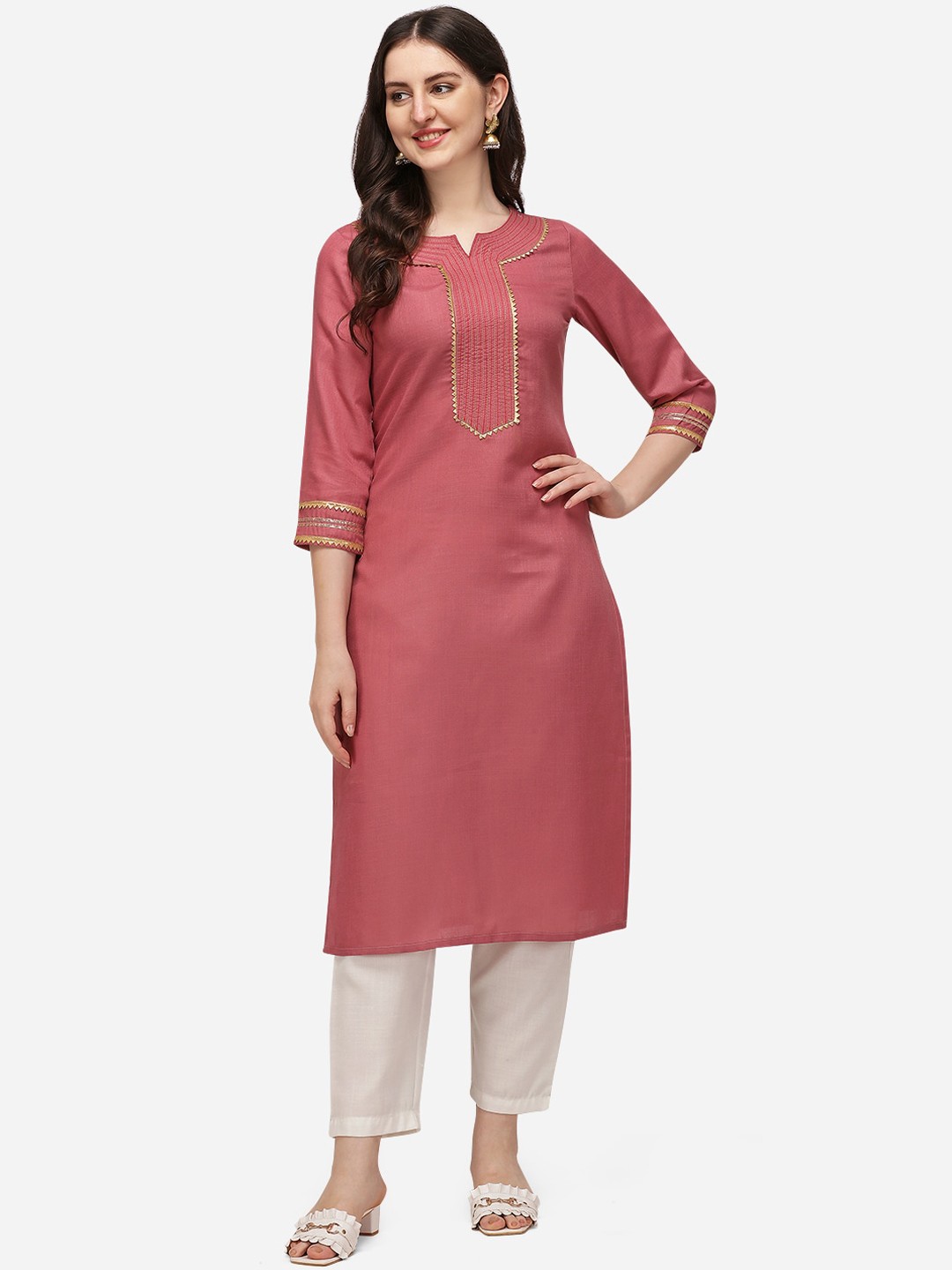 

Florence Women Pink Thread Work Kurta