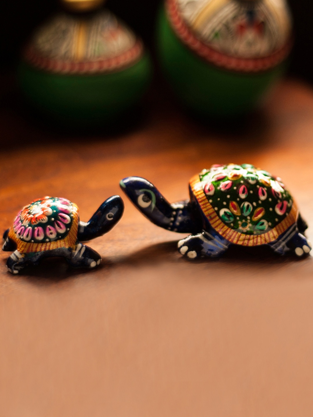 

ExclusiveLane Set of 2 Blue Hand-Enamelled Tortoise-Shaped Metal Showpeices