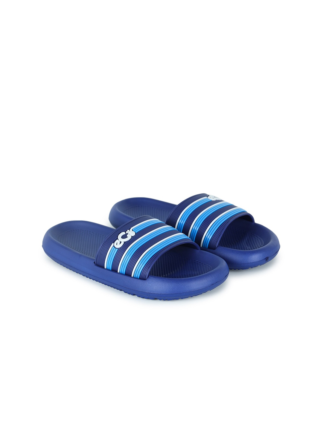 

e-GO Women Navy Blue Striped Rubber Sliders