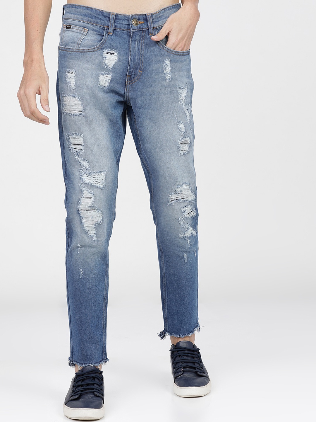 

HIGHLANDER Men Blue Tapered Fit Highly Distressed Heavy Fade Stretchable Jeans