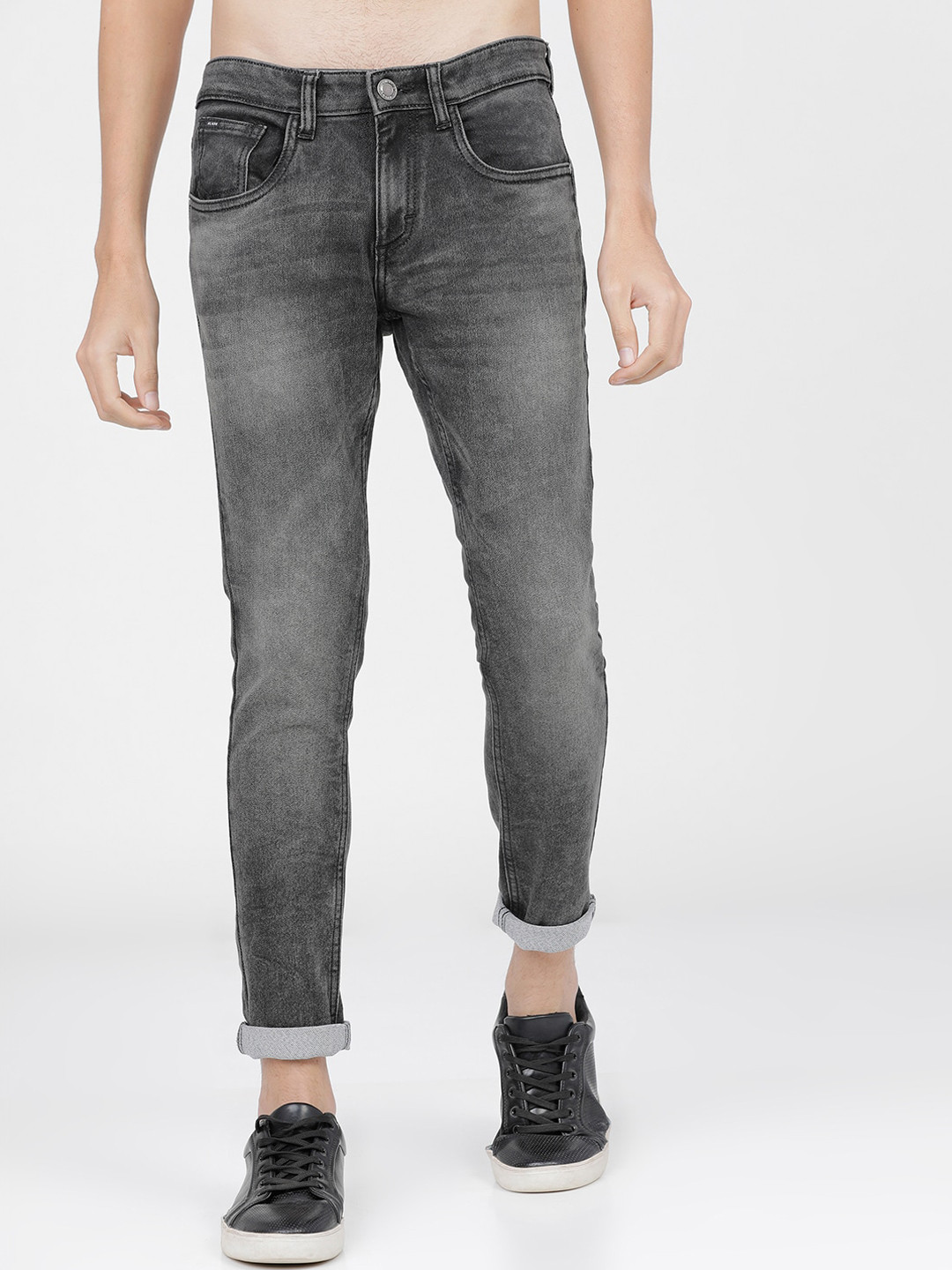 

HIGHLANDER Men Grey Tapered Fit Heavy Fade Stretchable Jeans