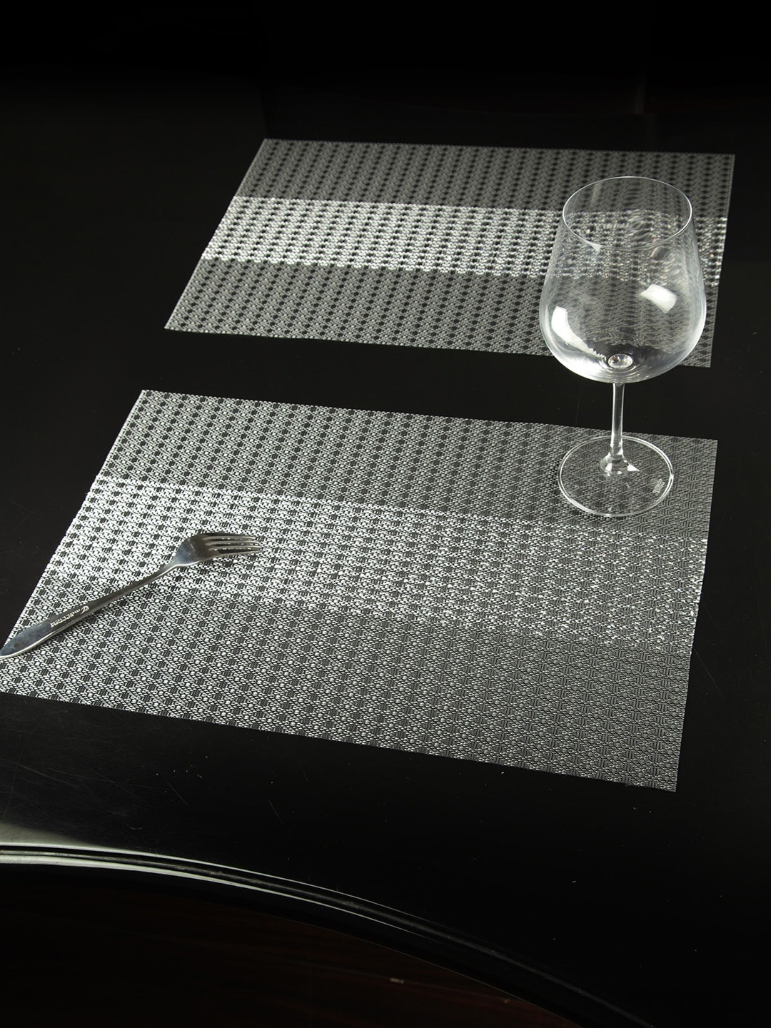 

OBSESSIONS Set of 6 Black & Grey Striped Table Placemats