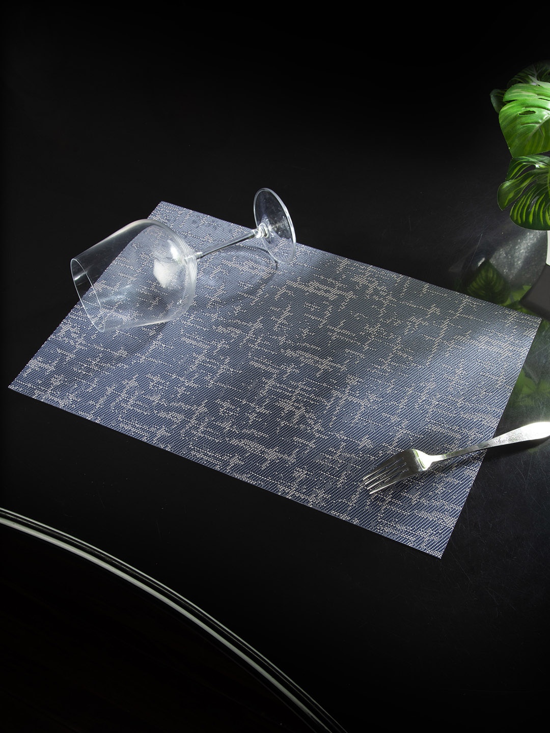 

OBSESSIONS Set Of 6 Blue & Beige Printed Rectangular Table Placemats